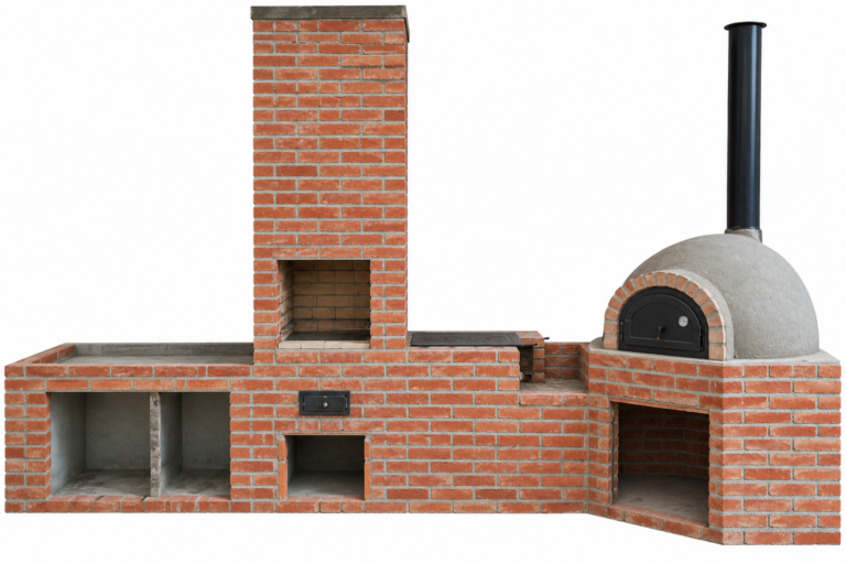 Churrasqueira 3 em 1 de Alvenaria com Fogão e Forno Iglu Tijolo Vermelho