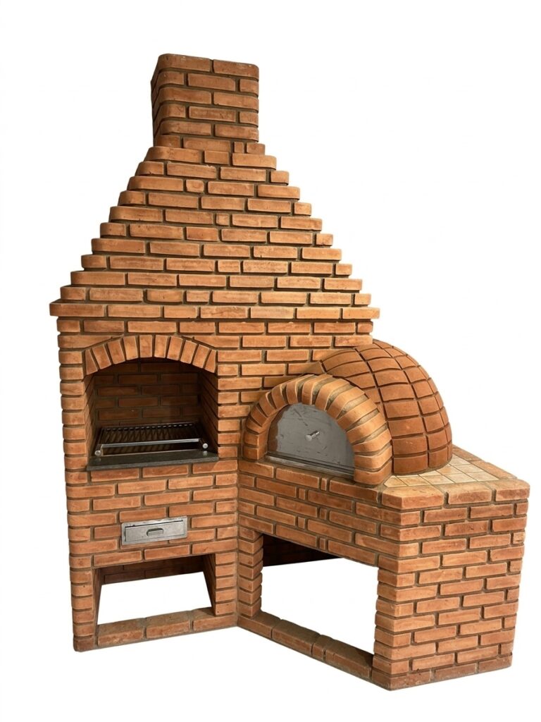 Churrasqueira 2 em 1 de Alvenaria com Forno Iglu Tijolo Vermelho