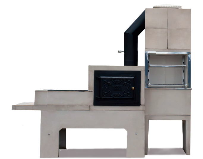 Churrasqueira Pré-Moldada 3 em 1 Nobre Predial com Forno e Fogão a Lenha