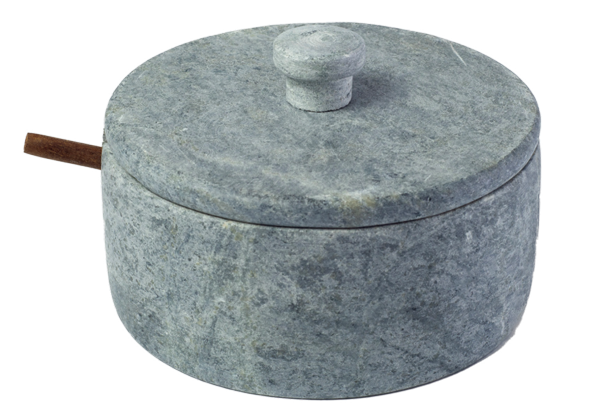 Farinheiro / Açucareiro de Pedra Sabão com Colher Artesanato Dias