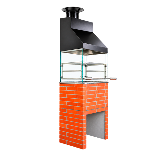 Churrasqueira Pré-Moldada Nobre Hightech Lisa Vermelha Coifa Italiana